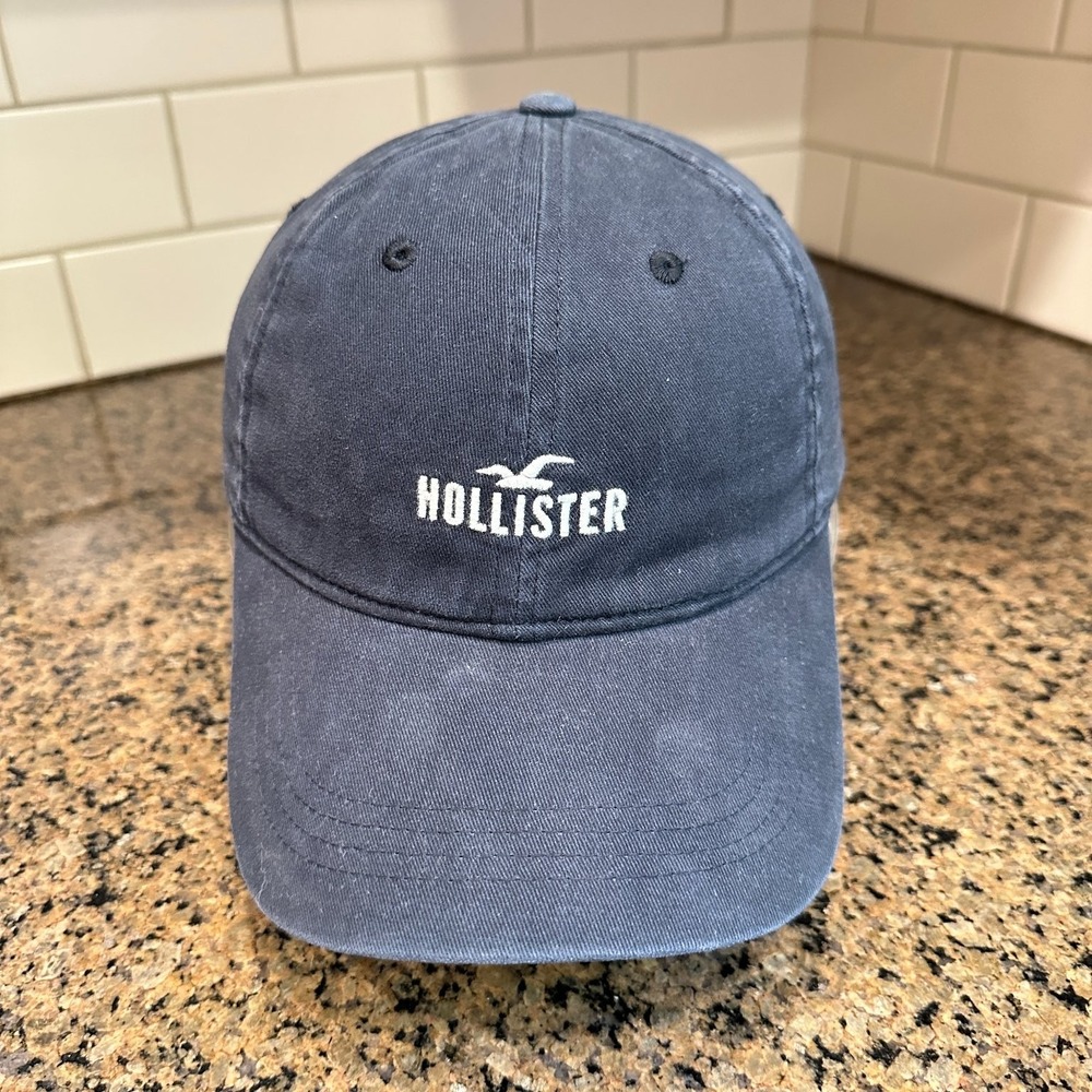 Hollister Hat Baseball Cap Adjustable Navy Blue White Seagull Logo